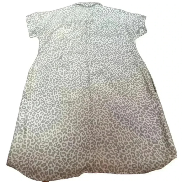 Soft Surroundings boho leopard print button down shirt dress pockets Gray Small - Picture 2 of 2